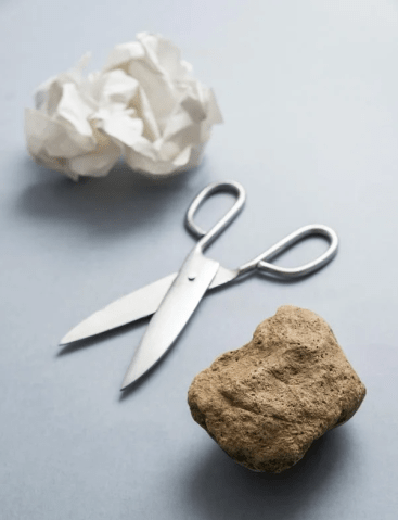 a rock a paper and a scissor